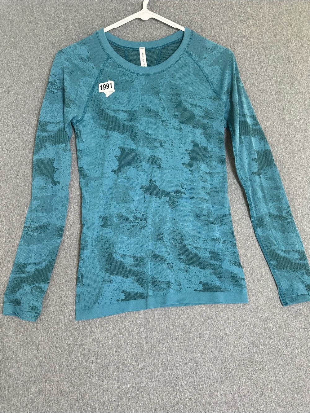 Athleta Teal Knit Performance Long Sleeve Top
